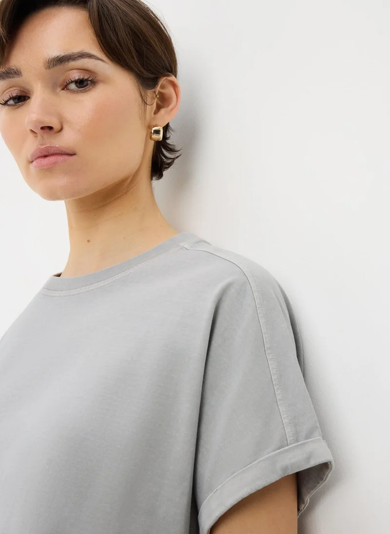 ماتلان Blue Acid Wash Longline T-Shirt